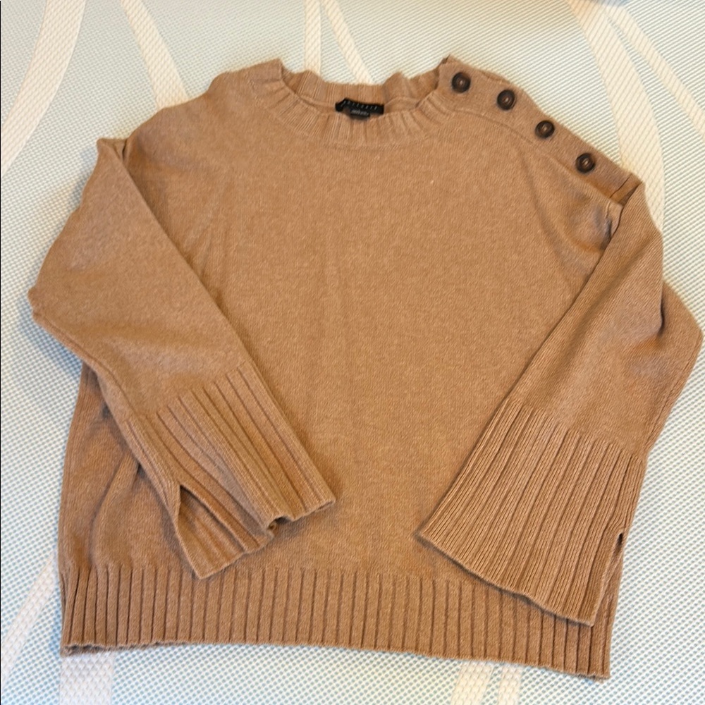Women's Tan Sweater with Button Detail